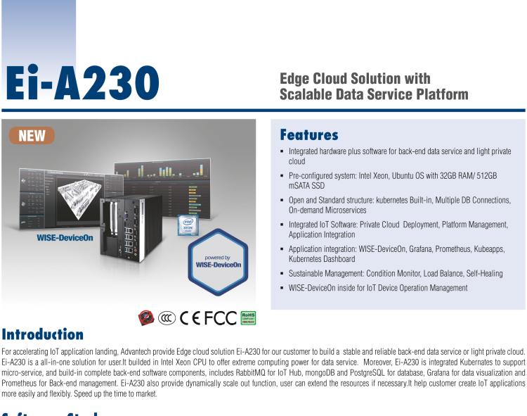 研華EI-A230 研華 EI-A230，邊緣計算系統(tǒng)服務器，搭載Intel Xeon E3-1275 V6 CPU，32GB RAM，512GB mSATA SSD，1T HDD *2，預裝Ubuntu 16.04操作系統(tǒng)。