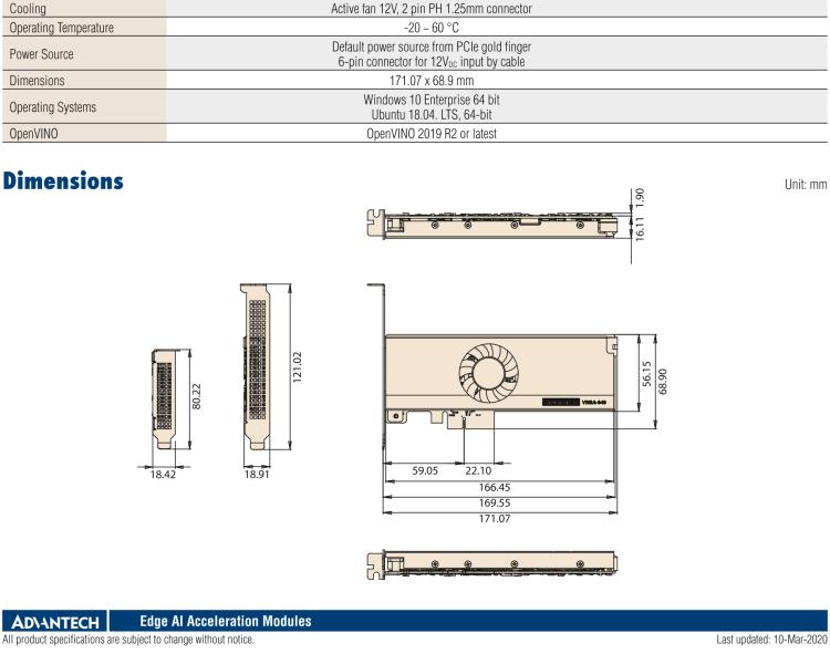 研華VEGA-340 基于Intel Movidius? Myriad? X VPU，PCIe x4 Edge AI 模塊，VPU*4 or VPU*8