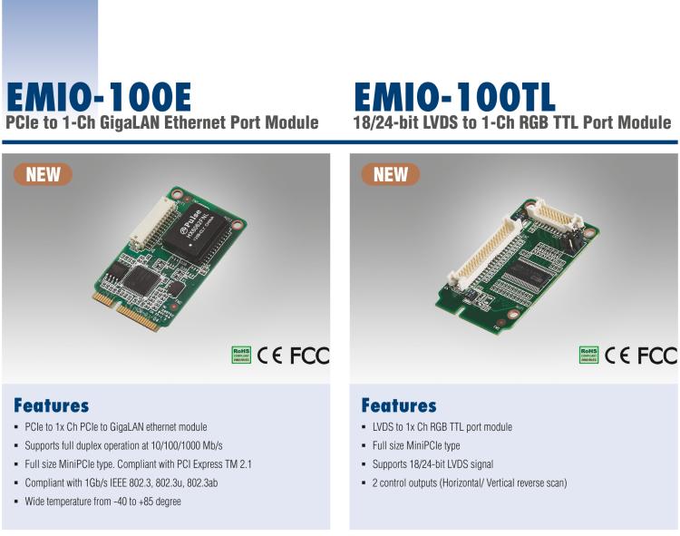 研華EMIO-100E GigaLAN 以太網(wǎng)模塊、1-Ch、PCIe I/F