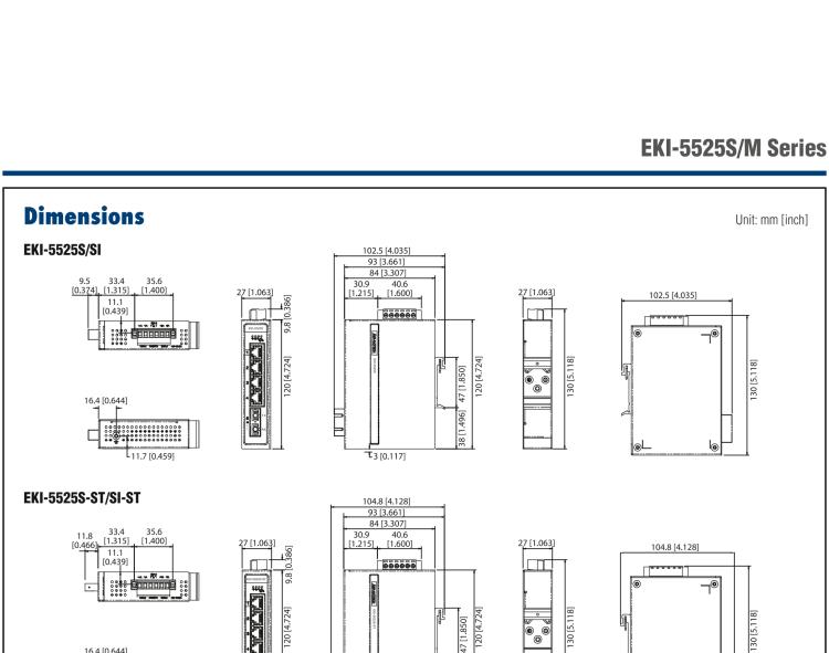 研華EKI-5525SI-ST 1光4電百兆ProView(組態(tài))系列工業(yè)以太網(wǎng)交換機（包含單模/多模、SC/ST接口）
