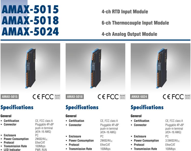 研華AMAX-5015 4路熱電阻輸入模塊，RTD 2/3-線(xiàn) 16位（插片式）