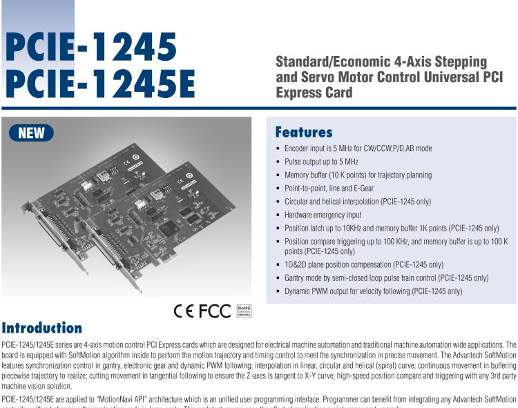研華PCIE-1245E 通用型經(jīng)濟(jì)4軸步進(jìn)和伺服電機(jī)控制PCI總線(xiàn)卡