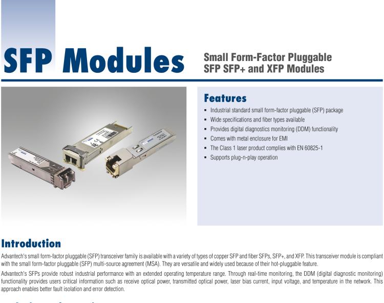 研華SFP-XSM-10K IE-SFP+LR/10G-ED，單模1310-LC 10KM （也被稱為BB-808-38601）