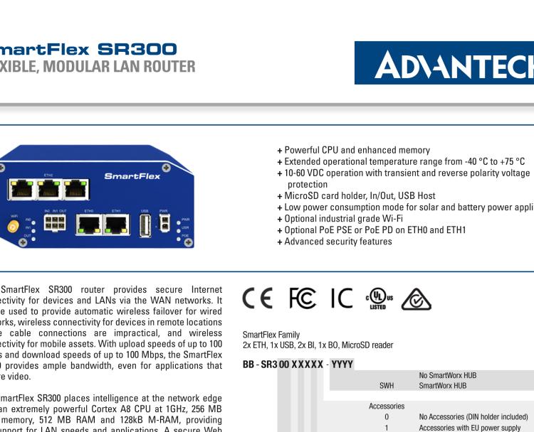 研華BB-SR30008120-SWH SmartFlex、LTE 路由器、5E、USB、2I/O、SD、PSE、SL、SWH