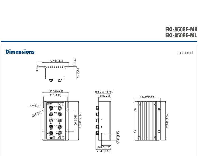 研華EKI-9508E-MH 8個百兆M12端口非網(wǎng)管EN50155交換機， 支持72/96/110 VDC供電