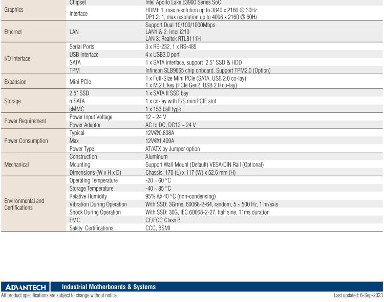 研華EPC-U2217 Intel Atom第六代Apollo Lake無風(fēng)扇嵌入式工控機(jī)，3LAN，板載eMMC，CANBUS
