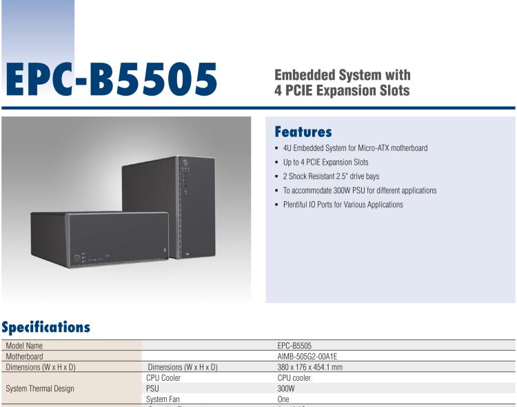 研華EPC-B5505 適配Intel? 第6/7代 Core ? i/Xeon E3系列處理器，搭載H110芯片組。標準4U上架，廣泛適用于各種行業(yè)。