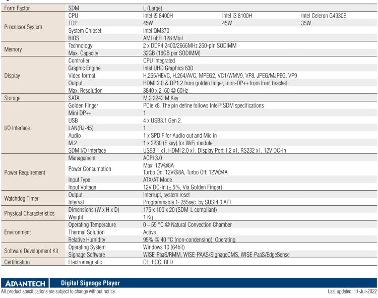 研華DS-200 Intel ? 第八代 Core? i3/i5 SDM，支持4K三顯的數(shù)字標(biāo)牌播放器