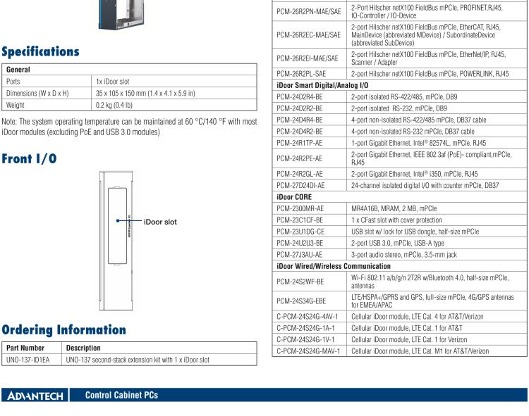 研華UNO-137 DIN導(dǎo)軌控制器，配備Intel?Atom?E3940 CPU、2個(gè)LAN、2個(gè)COM、3個(gè)USB 3.0、1個(gè)USB 2.0、2個(gè)DP 1.2、8個(gè)DI、8個(gè)DO、1個(gè)M.2、1個(gè)mPCIe、TPM 2.0