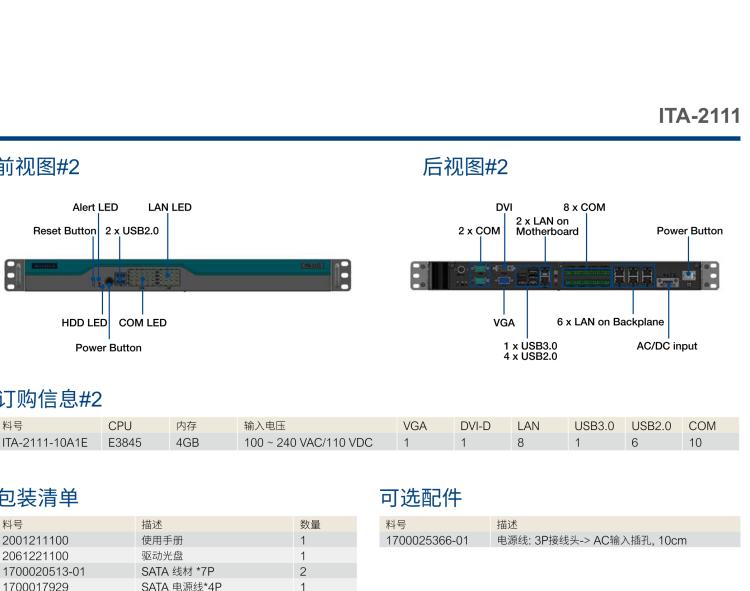 研華ITA-2111 英特爾?凌動(dòng)?E3845 1U無(wú)風(fēng)扇系統(tǒng)； 符合EN 50121-4的鐵路應(yīng)用