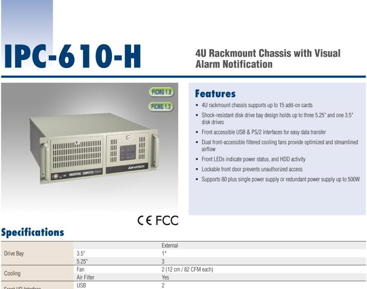 研華IPC-610-H 4U上架式機箱，支持LED指示 & 聲音警報通知