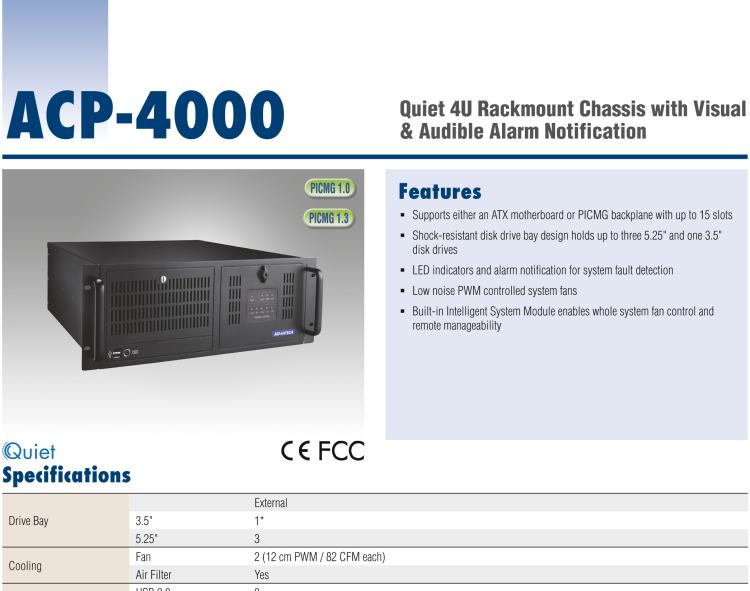 研華ACP-4000 4U上架式機箱，支持LED指示 & 聲音警報通知