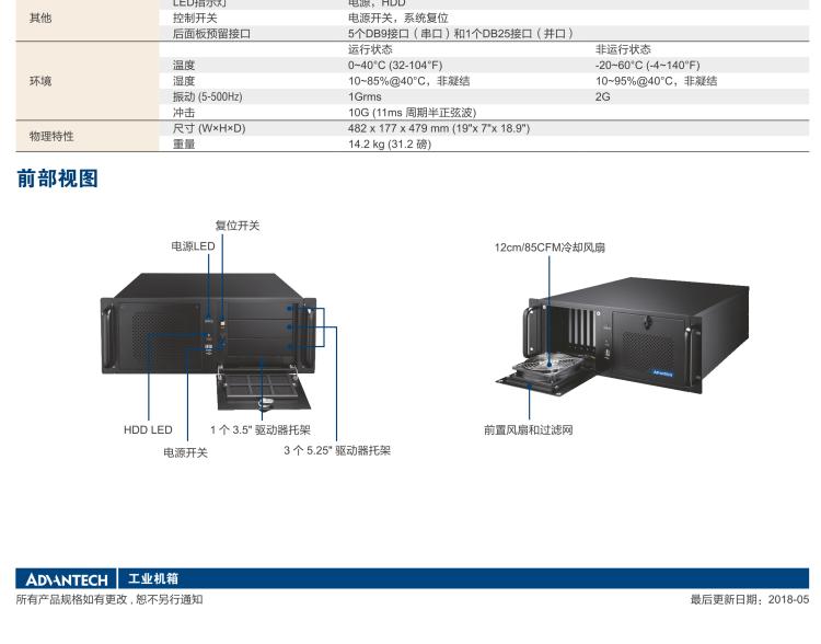 研華IPC-940 經(jīng)典款4U機(jī)架式機(jī)箱，帶前置風(fēng)扇