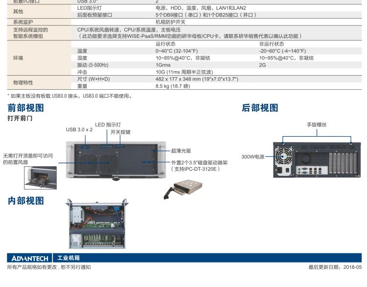 研華IPC-941 348mm深度緊湊型4U機(jī)架式機(jī)箱，支持ATX主板