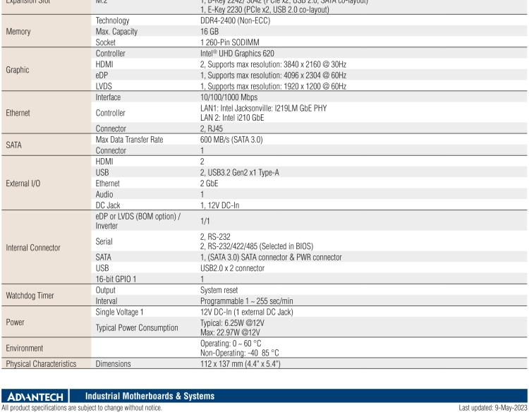 研華AIMB-U233 板載Intel 第8代 U系列 Core i3/i5/i7 處理器。低功耗高性能，無風扇設(shè)計。