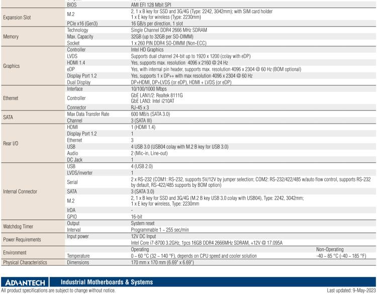 研華AIMB-286EF 適配Intel 第8/9代 Core i 處理器，搭載Intel H310芯片組。擁有1個PCIe x16插槽。超薄設(shè)計，接口豐富，是高端應(yīng)用中的高性價比方案。