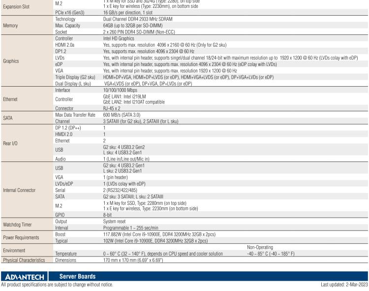 研華AIMB-277 適配Intel? 第10代 Core? i 系列處理器，搭載Q470E芯片組。性能強(qiáng)勁，適用于高端應(yīng)用領(lǐng)域。