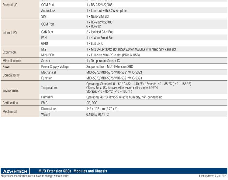 研華MIOe-260 M.2 B-key，高速 miniPCIe，雙Intel LAN，4個(gè)USB2.0、8個(gè)COM