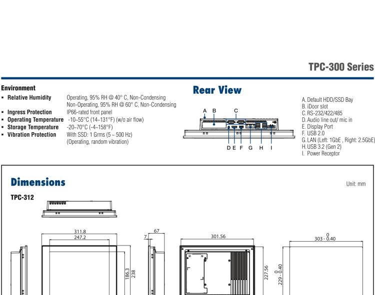 研華TPC-315 15英寸XGA TFT LED LCD觸摸屏電腦，搭載第八代Intel?Core? i3/ i5/ i7處理器，內置8G DDR4 RAM