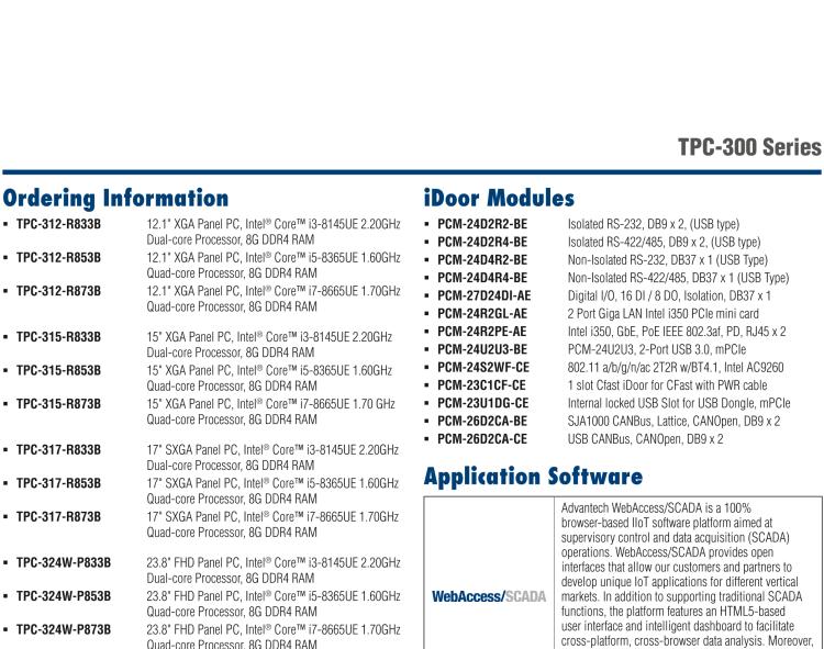 研華TPC-312 12.1" XGA TFT LED LCD工業(yè)平板電腦，搭載第八代Intel?Core?i3/ i5/ i7處理器，內(nèi)置8G DDR4 RAM