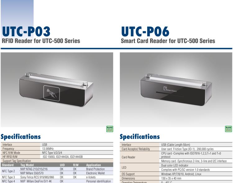 研華UTC-P03 RFID 讀卡器，適用于 UTC-515/520/532 系列