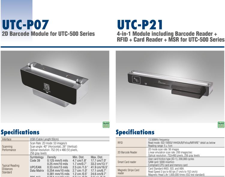 研華UTC-P03 RFID 讀卡器，適用于 UTC-515/520/532 系列