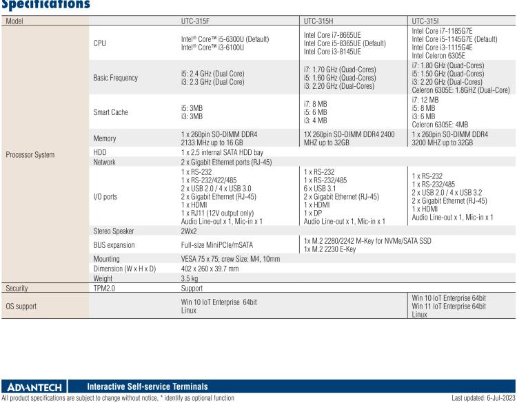 研華UTC-315F 15.6" 多功能觸控一體機(jī)，內(nèi)置Intel? Core? i5-6300U
