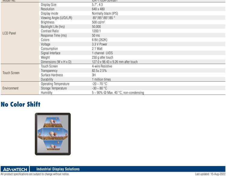 研華IDK-1105 5.7" VGA 工業(yè)顯示套件，帶觸摸屏解決方案和 LVDS 接口