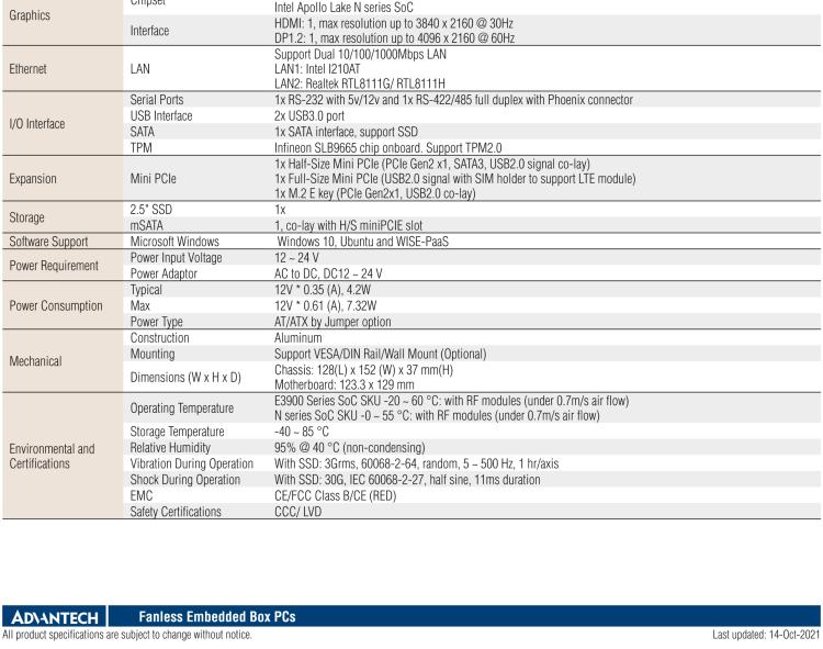 研華UTX-3117 低功耗，緊湊型，4G/WIFI/ BT/LoRa/NB IoT 物聯(lián)網(wǎng)邊緣智能網(wǎng)關