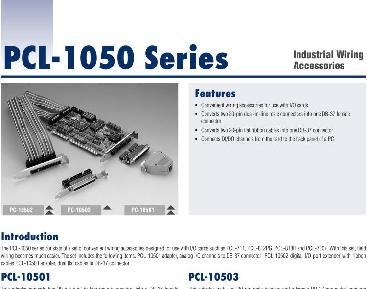 研華PCL-10502 擴充器，接駁到電腦插槽板的雙20P延長線纜