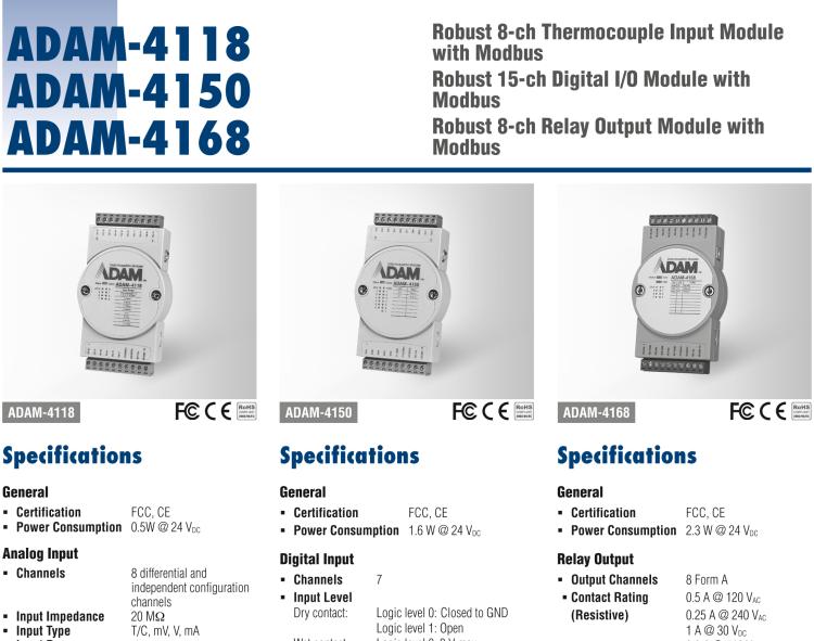 研華ADAM-4118 堅(jiān)固型8路熱電偶輸入模塊，帶Modbus