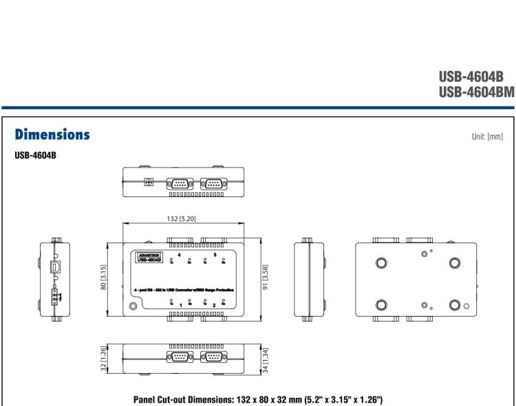 研華USB-4604B USB轉(zhuǎn)4端口RS-232轉(zhuǎn)換器，帶浪涌保護(hù)
