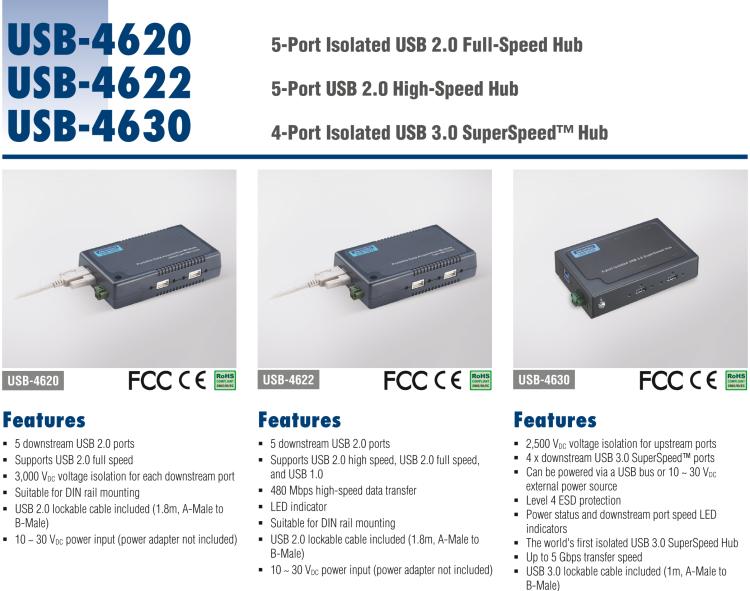 研華USB-4620 ULI-415C 電路模塊，5端口隔離USB2.0集線器
