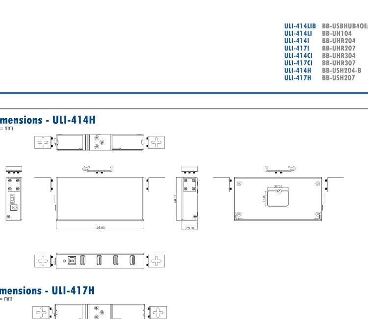 研華BB-USBHUB4OEM ULI-414LIB-工業(yè)USB 2.0集線器，4端口，高穩(wěn)固力連接器
