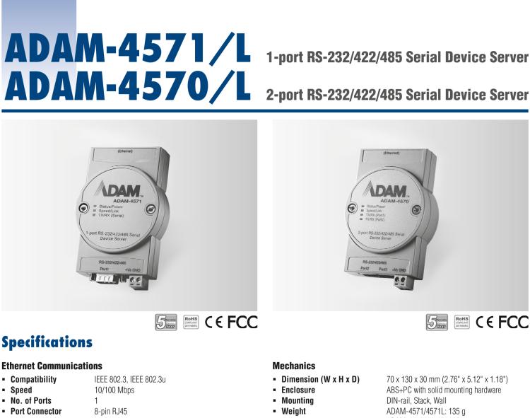 研華ADAM-4570 2端口RS-232/422/485串口聯(lián)網(wǎng)服務器