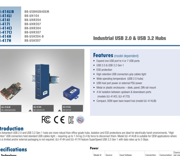 研華BB-USH207 ULI-417H 工業(yè)USB 3.0集線器，7端口，金屬外殼