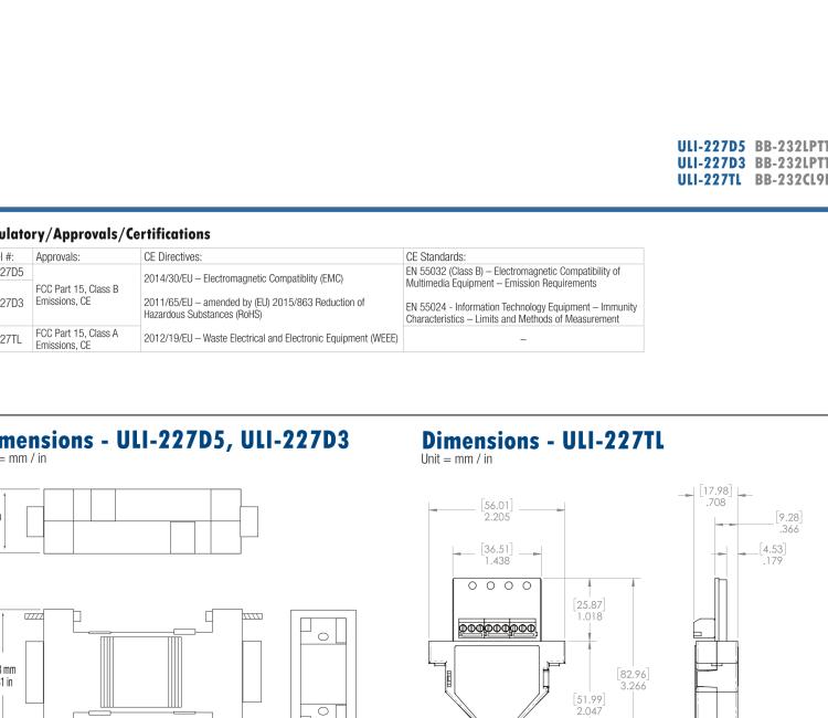 研華BB-232LPTTL33 ULI-227D3 RS-232（DB9母頭）至3.3V TTL（DB9公頭）轉(zhuǎn)換器，端口供電