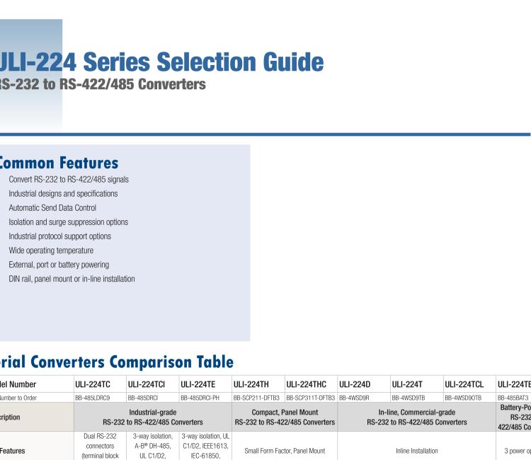 研華BB-485BAT3 ULI-224TB RS-232（DB9母頭至RS-422/485（接線端子）轉(zhuǎn)換器，電池供電